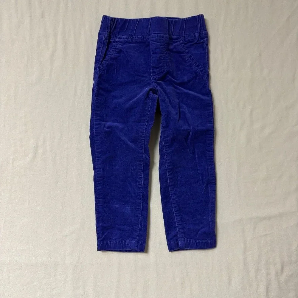 Royal Blue Corduroy Pants Girls 2T Jeans Elastic Waist Comfy Cute Fall Winter